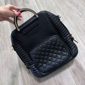 Black Bookbag Purse Quilted Large Handbag Diaper Bag